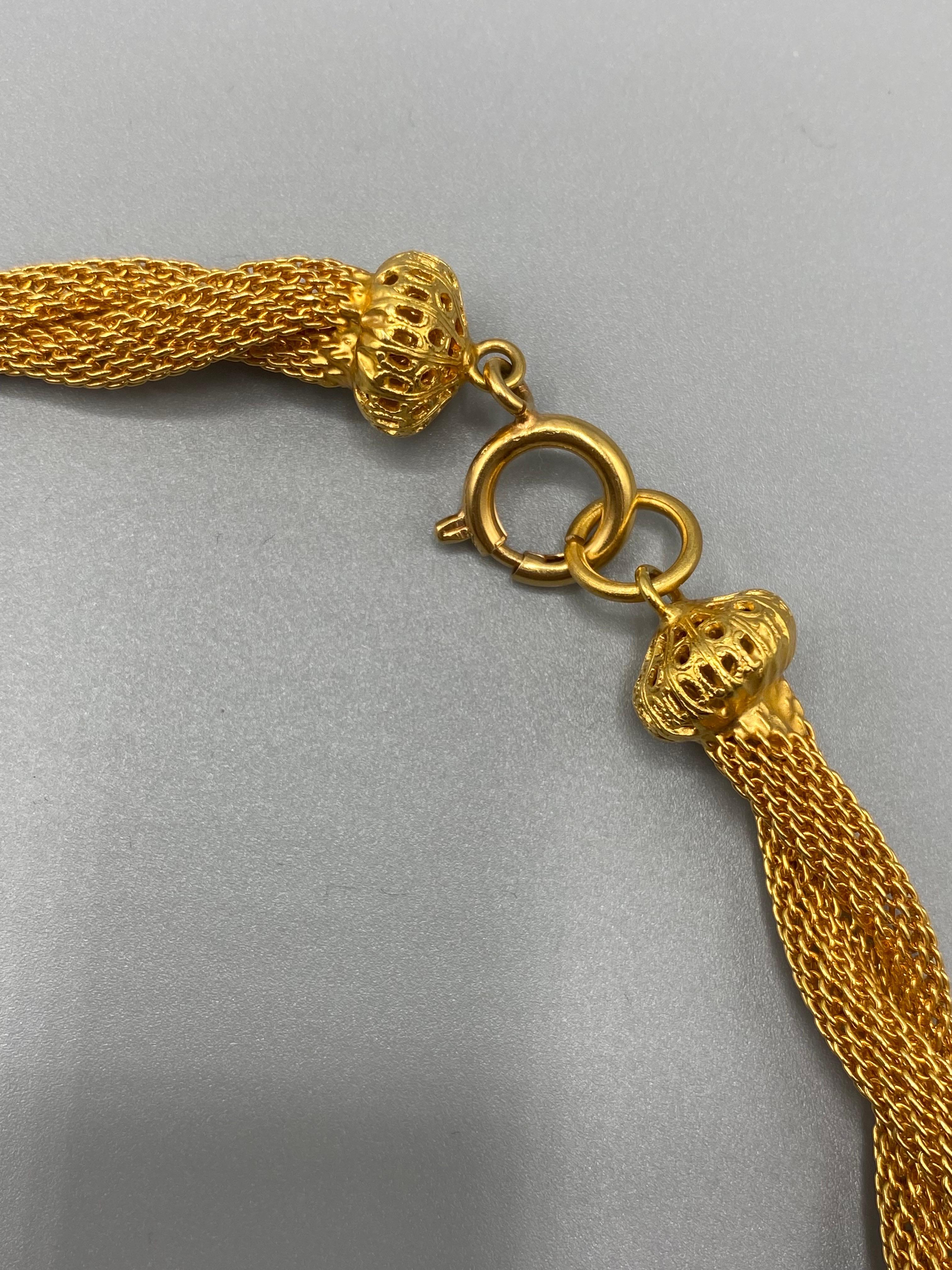 William DeLillo 1970s Mesh Ribbon & Tassel Brooch & Pendant Necklace For Sale 8
