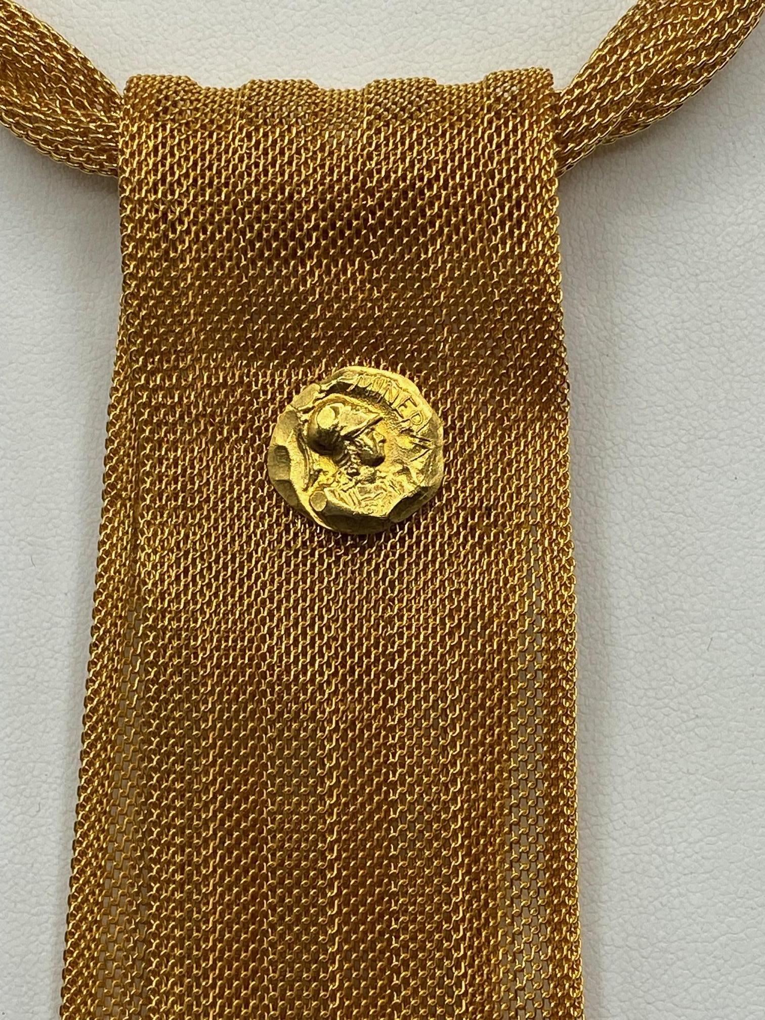 William DeLillo 1970s Mesh Ribbon & Tassel Brooch & Pendant Necklace For Sale 2