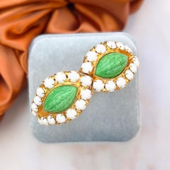 William DeLillo Early 1970s Vintage Glass Cabochon Statement Cuff