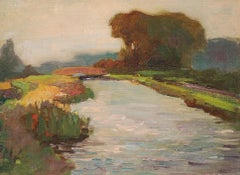 Path Along the River, Rural Scene, English, Pastoral, Impressionist