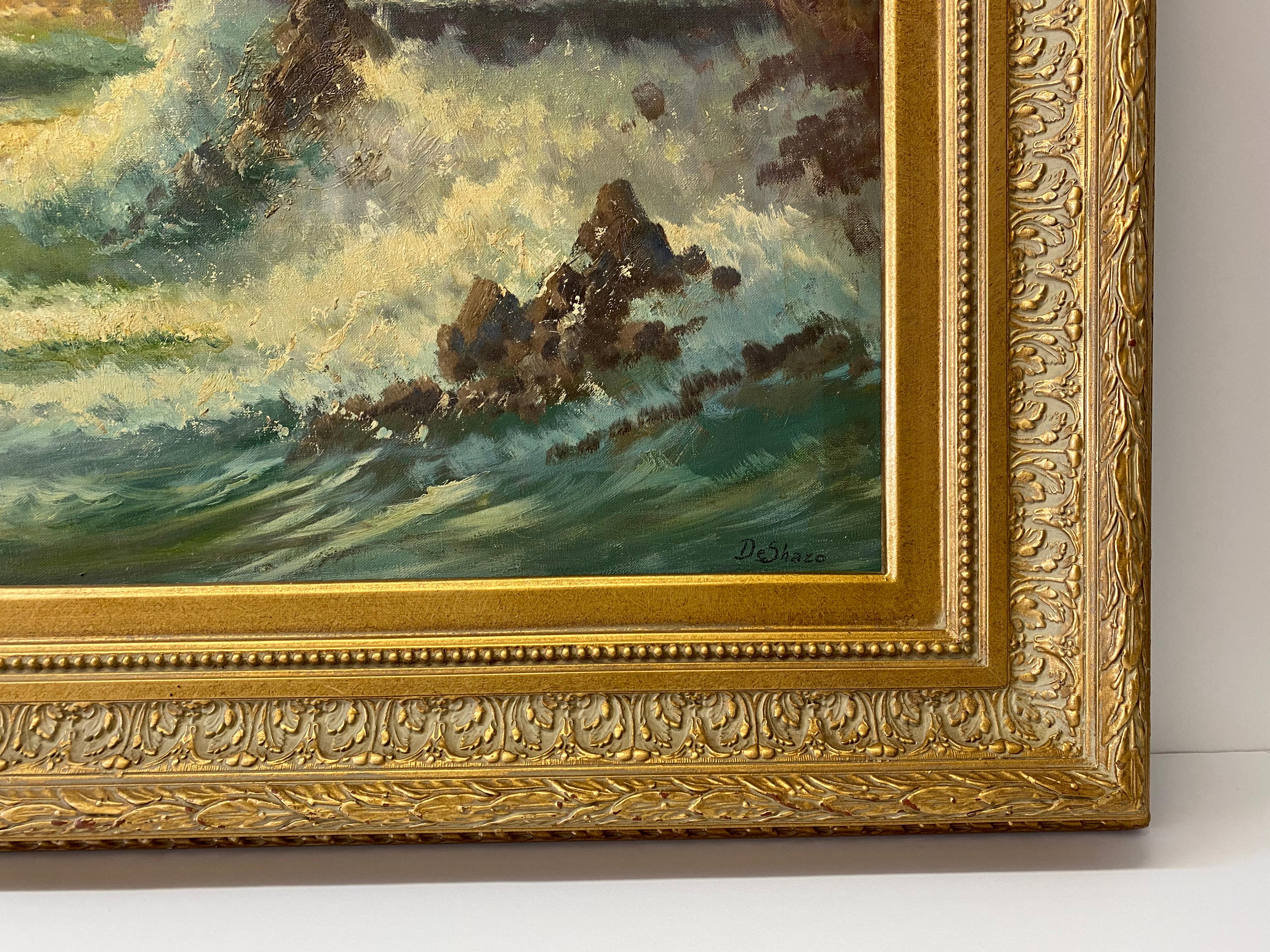 William DeShazo Coastal Landscape Oil Painting C.1970

Original oil on canvas

Dimensions 36
