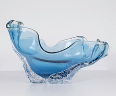 "#20 Uranium (Aqua)" one-of-a-kind handblown glass bowl by artist William Dexter