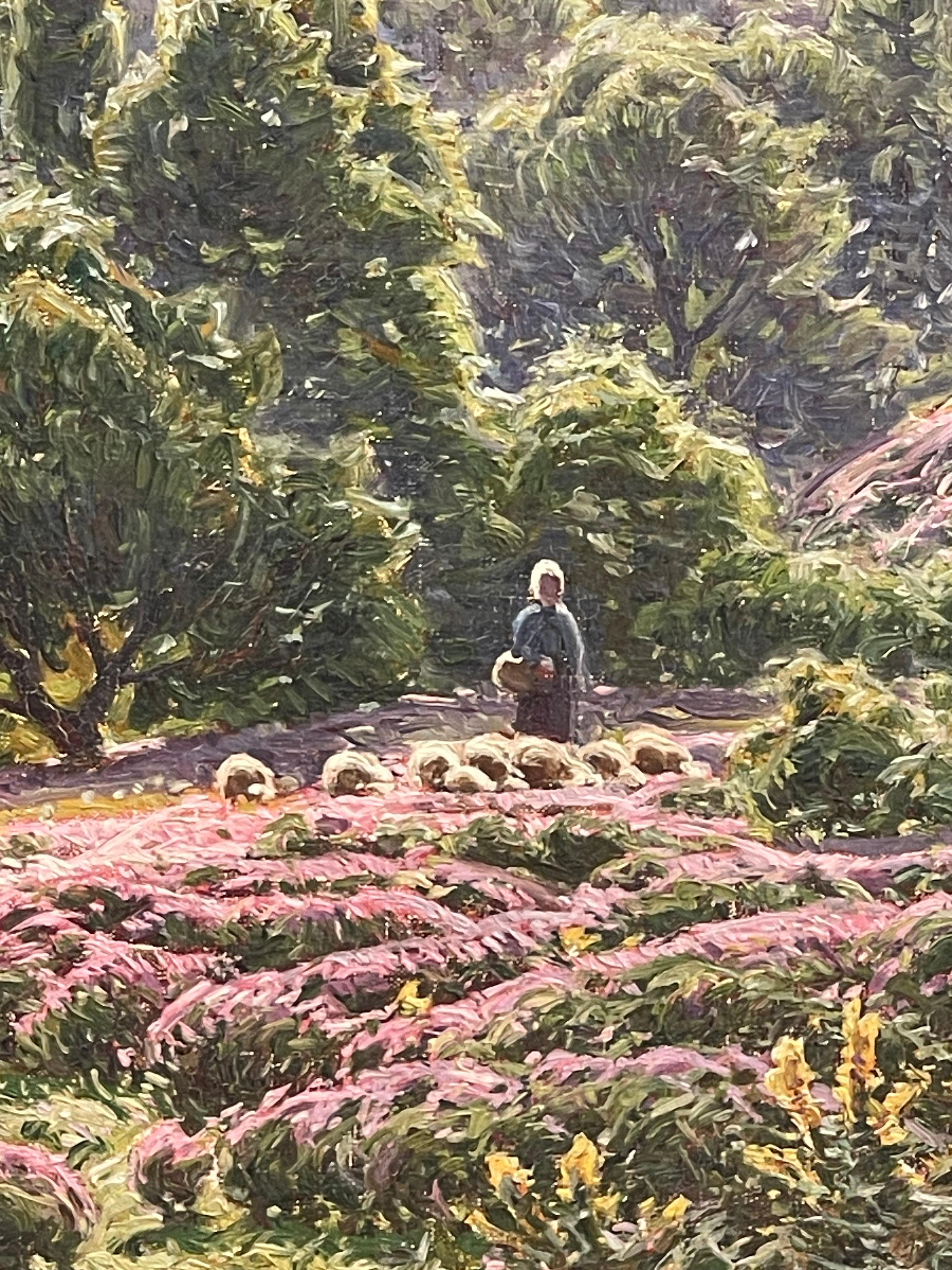 William Didier-Pouget - Morgennebel, blühendes Heidekraut - Dordogne-Tal (Leinwand) im Angebot