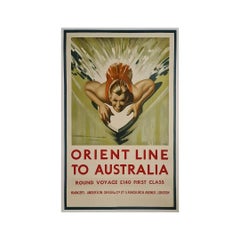 1938 Art Deco style original poster by William Dobell Orient Line to Australia