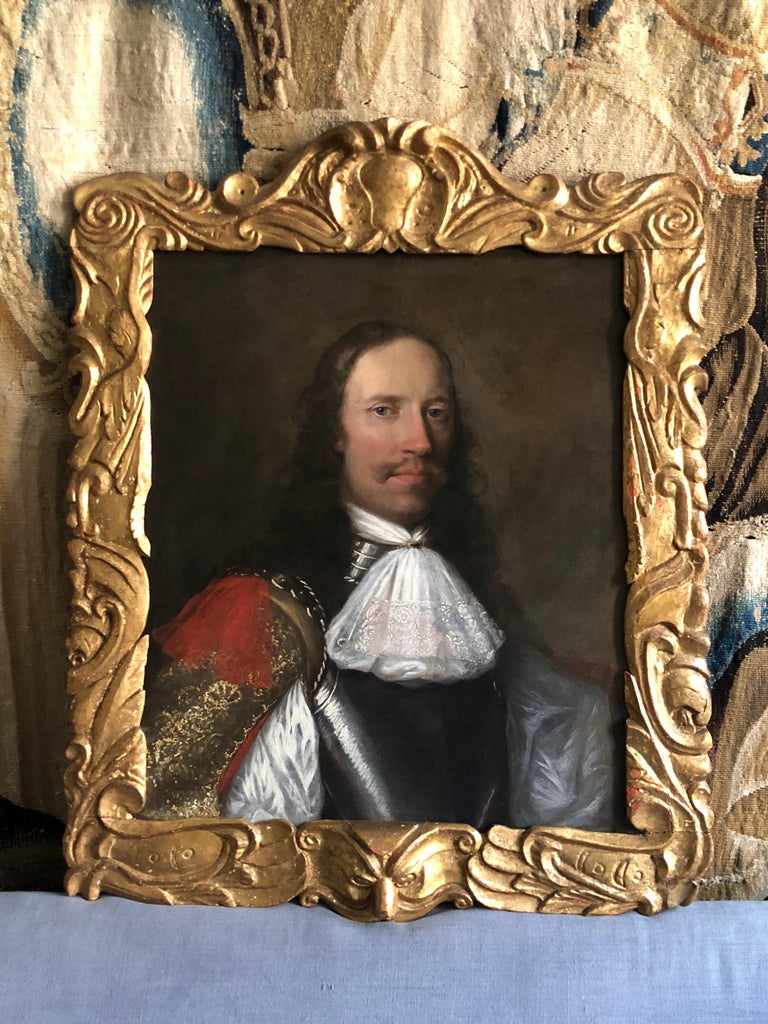 William Dobson (b.1611) Portrait of an Officer in Armour Circle of