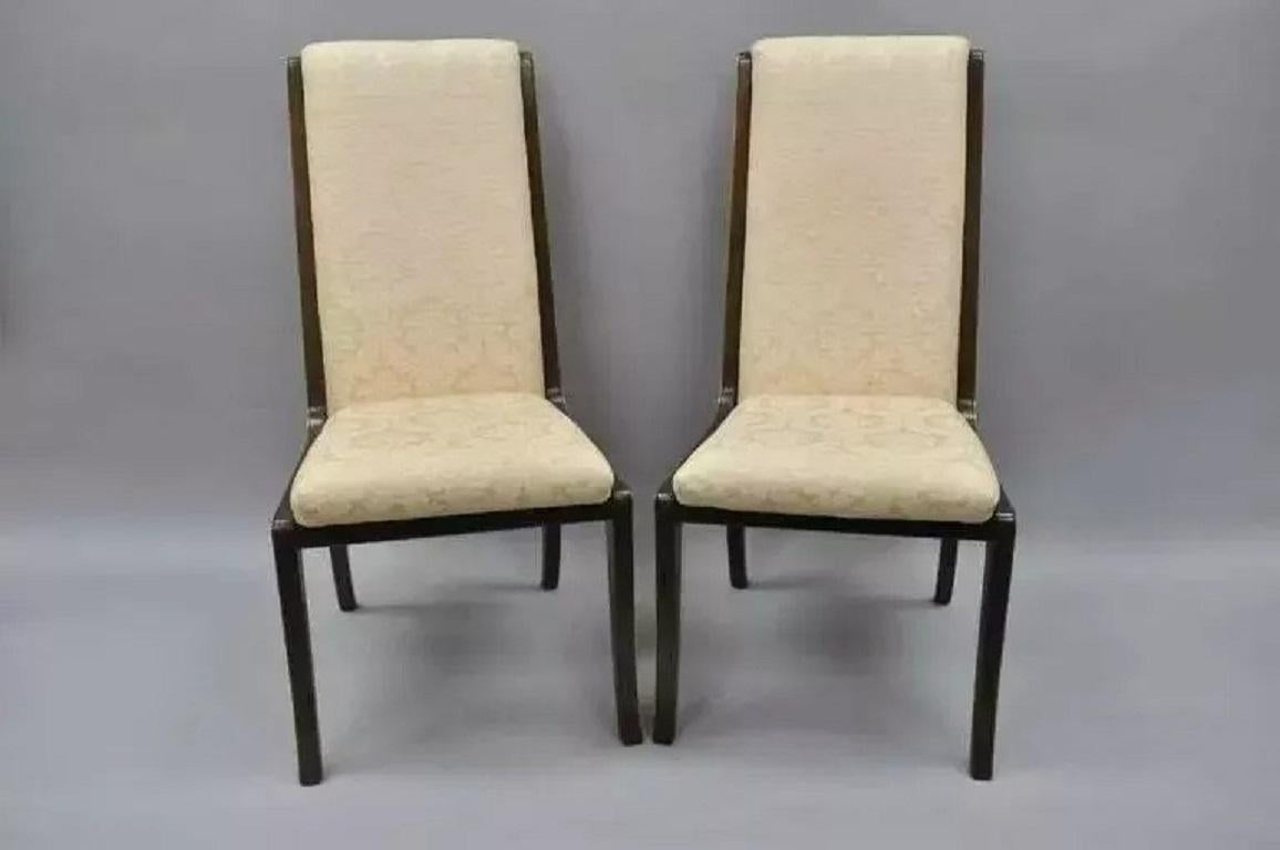 William Doezema Baker Mastercraft - Sedie da pranzo imbottite con intarsi in ottone - Coppia In condizioni buone in vendita a Philadelphia, PA