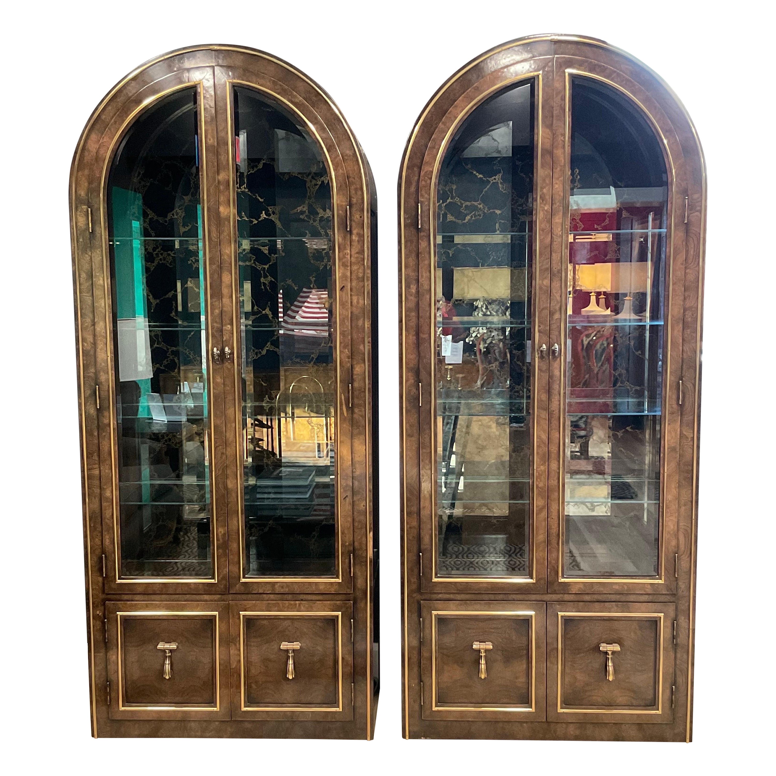 William Doezema for Mastercraft Burled Wood Vitrines, a Pair