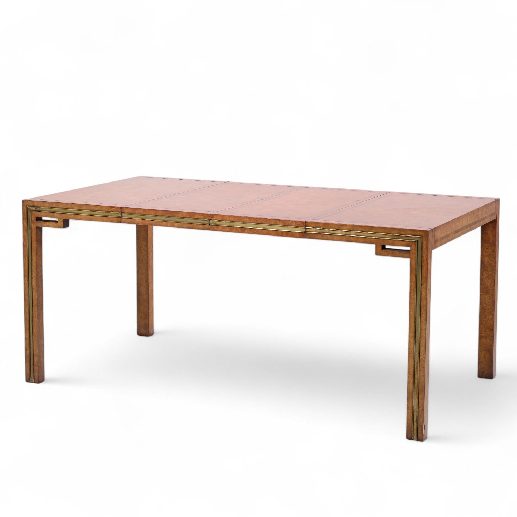 William Doezema pour Mastercraft Table de salle à manger en bois et laiton avec 3 abattants en vente 4