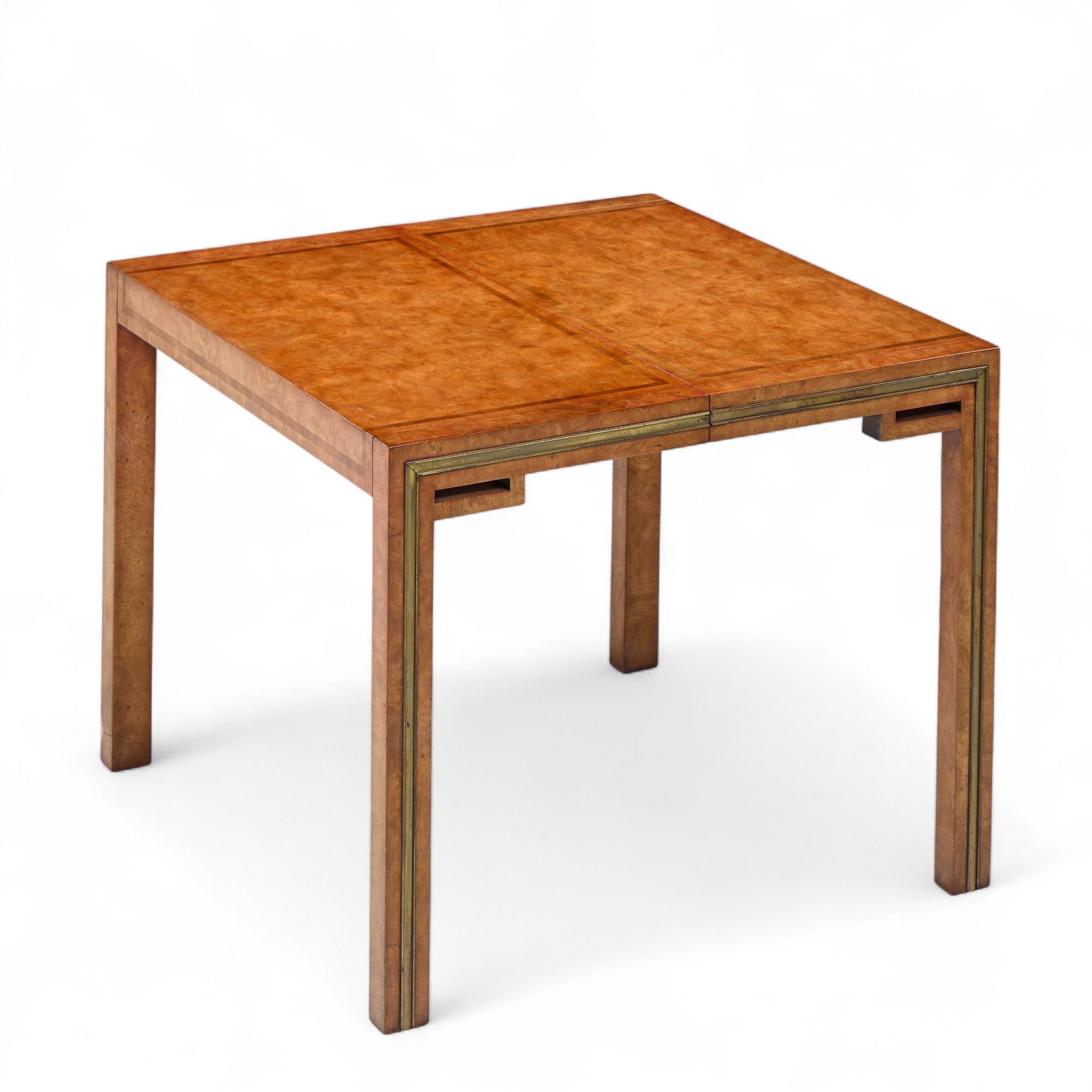 William Doezema pour Mastercraft Table de salle à manger en bois et laiton avec 3 abattants en vente 5