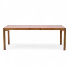 William Doezema for Mastercraft Burlwood and Brass Dining Table with 3 Leaves