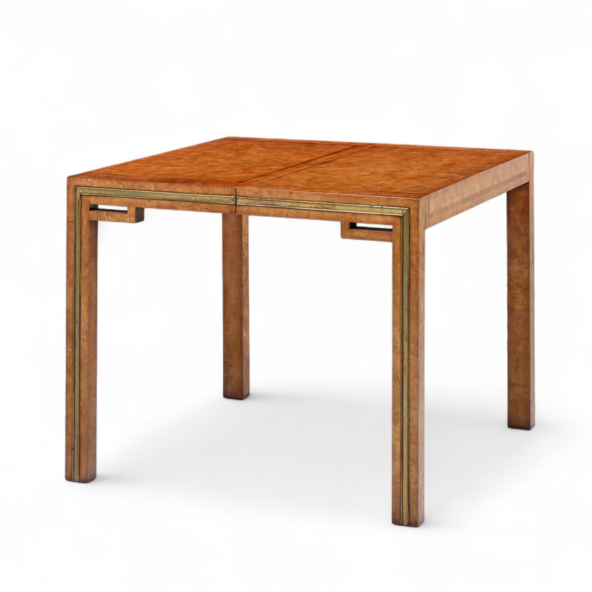 Laiton William Doezema pour Mastercraft Table de salle à manger en bois et laiton avec 3 abattants en vente
