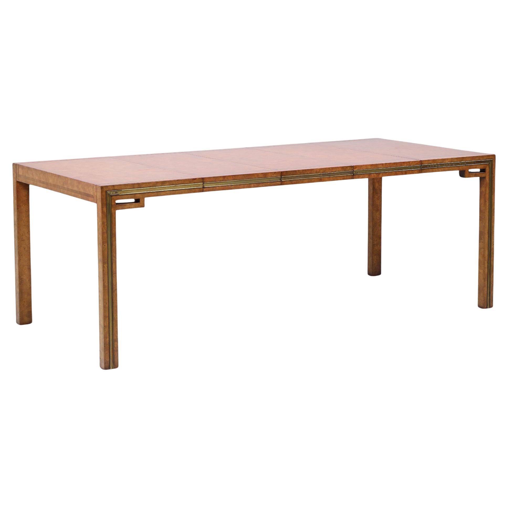 William Doezema pour Mastercraft Table de salle à manger en bois et laiton avec 3 abattants en vente