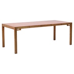 William Doezema pour Mastercraft Table de salle à manger en bois et laiton avec 3 abattants