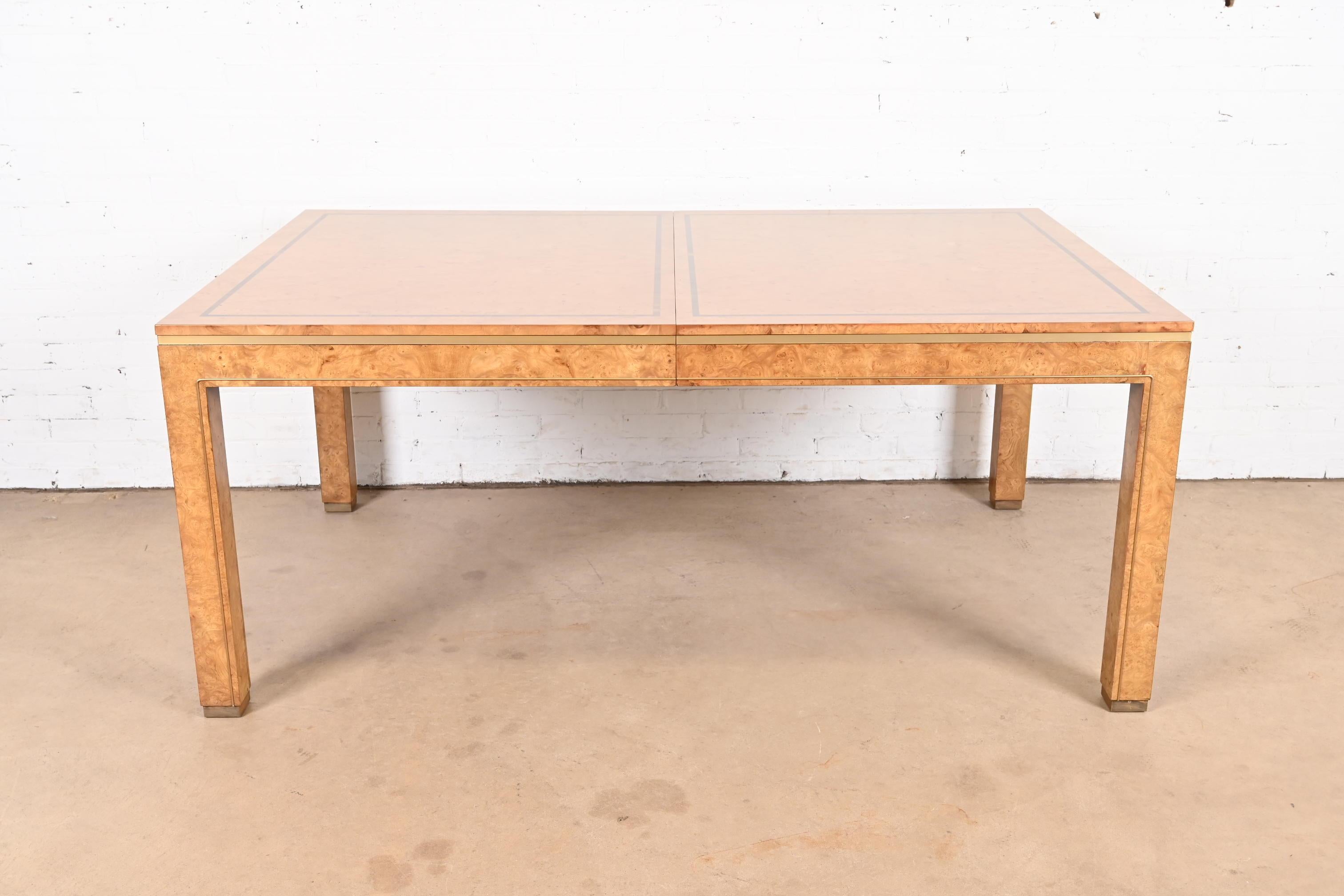William Doezema for Mastercraft Hollywood Regency Burl and Brass Dining Table 4