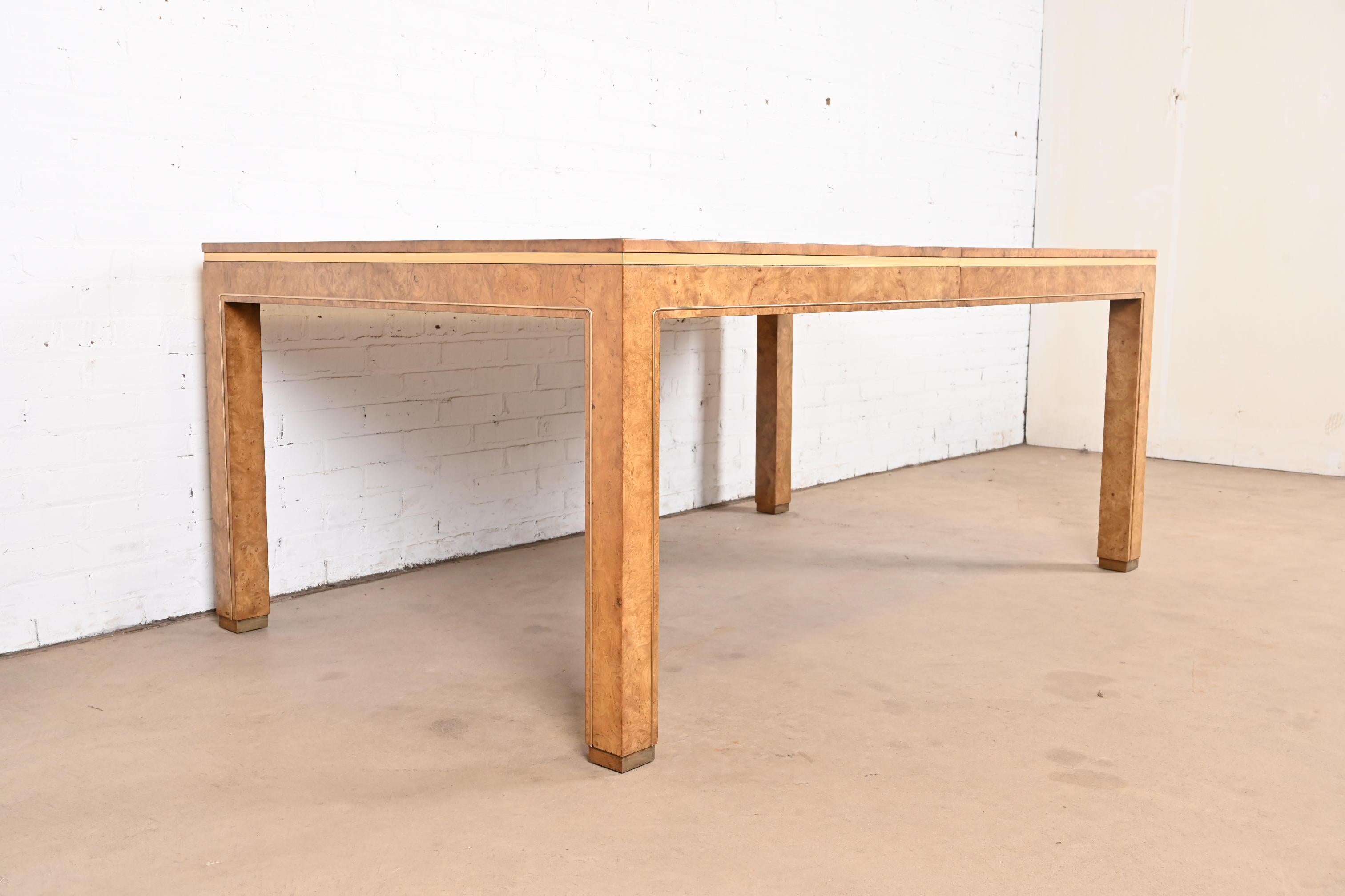 William Doezema for Mastercraft Hollywood Regency Burl and Brass Dining Table 9