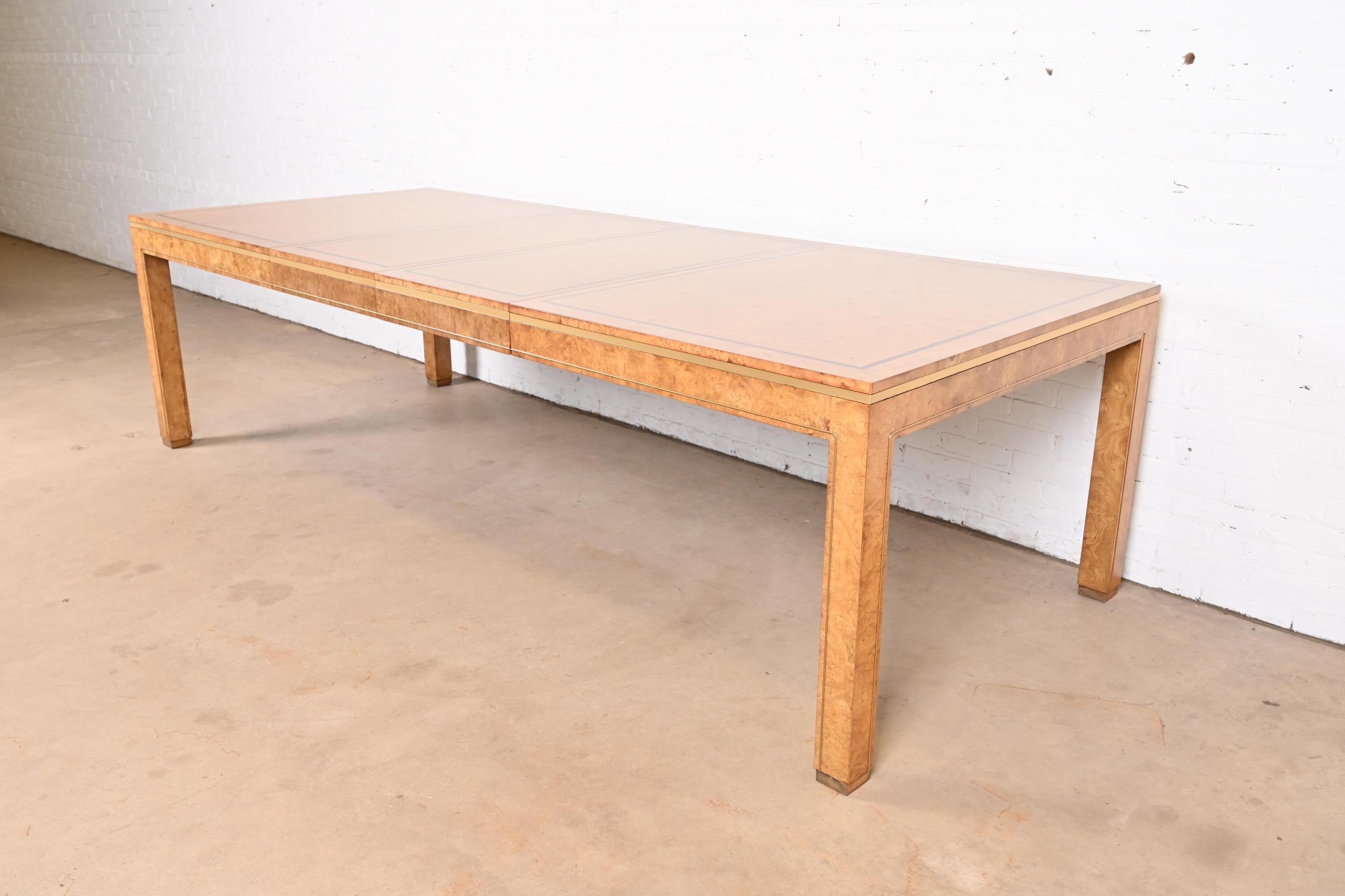 American William Doezema for Mastercraft Hollywood Regency Burl and Brass Dining Table
