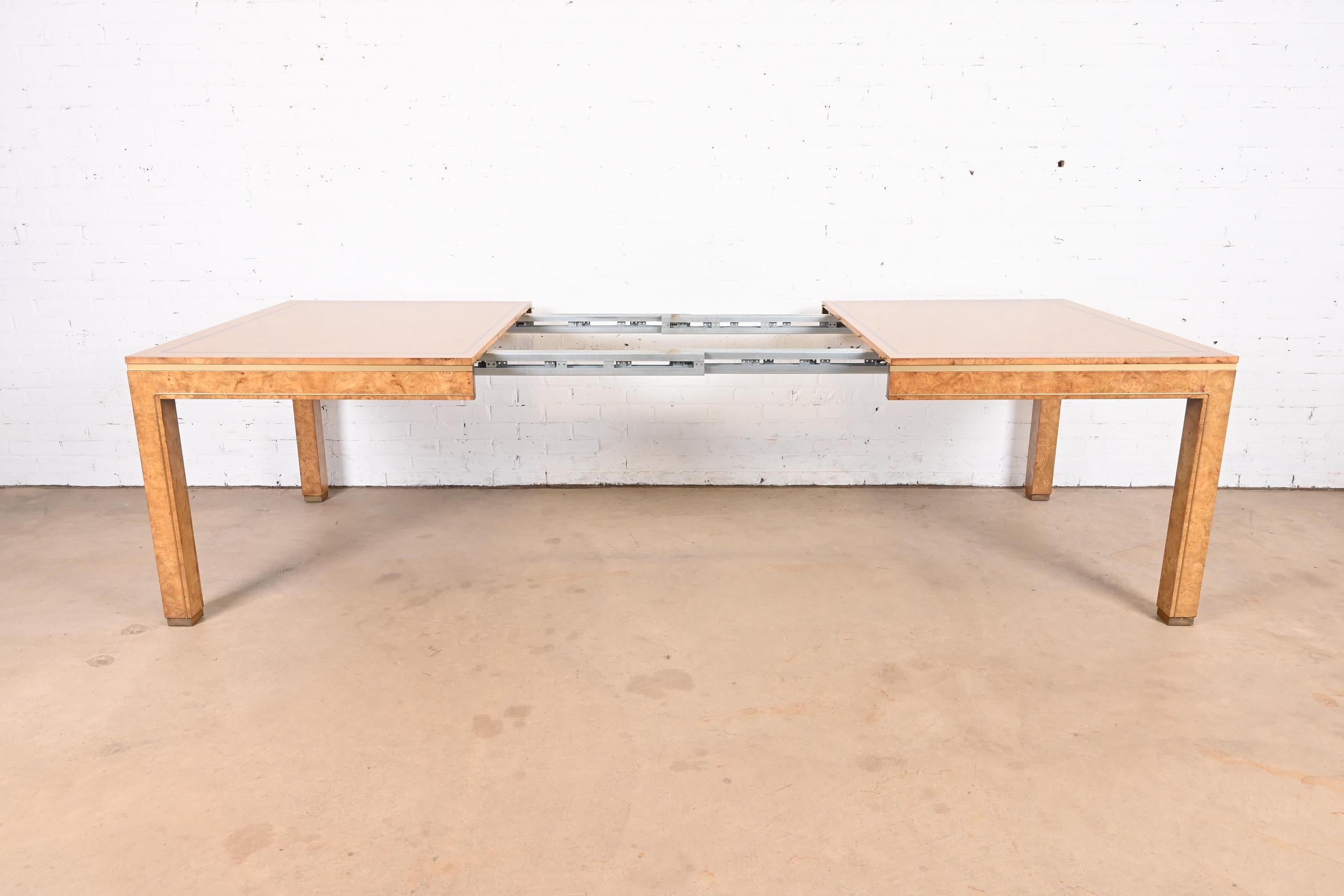 William Doezema for Mastercraft Hollywood Regency Burl and Brass Dining Table 3