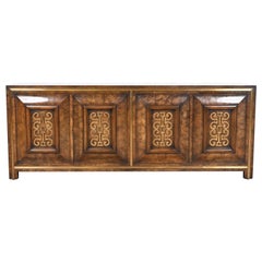William Doezema for Mastercraft Hollywood Regency Burl Wood and Brass Credenza