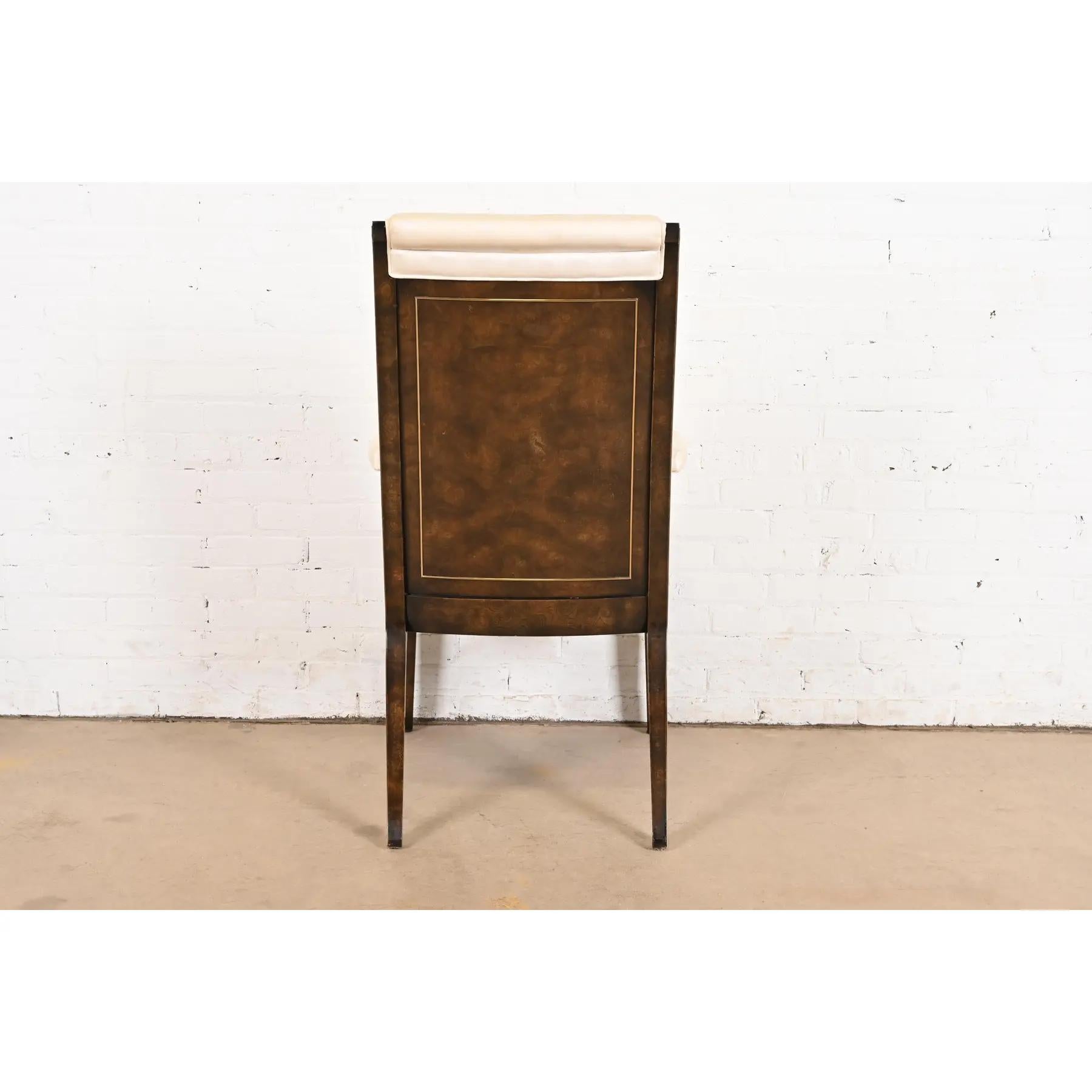 William Doezema for Mastercraft Hollywood Regency Burl Wood Dining Chairs, Six For Sale 4