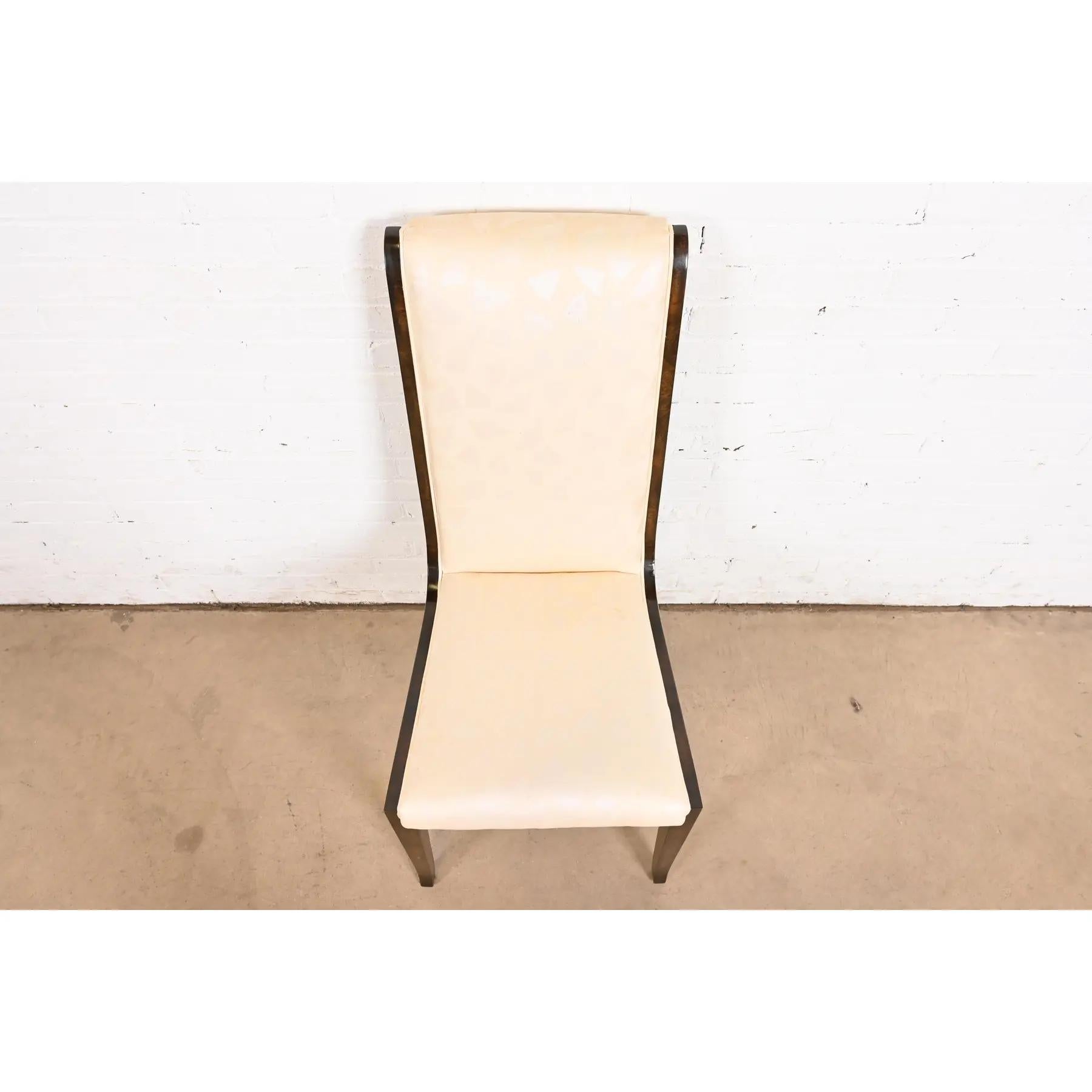 Late 20th Century William Doezema for Mastercraft Hollywood Regency Burl Wood Dining Chairs, Six For Sale