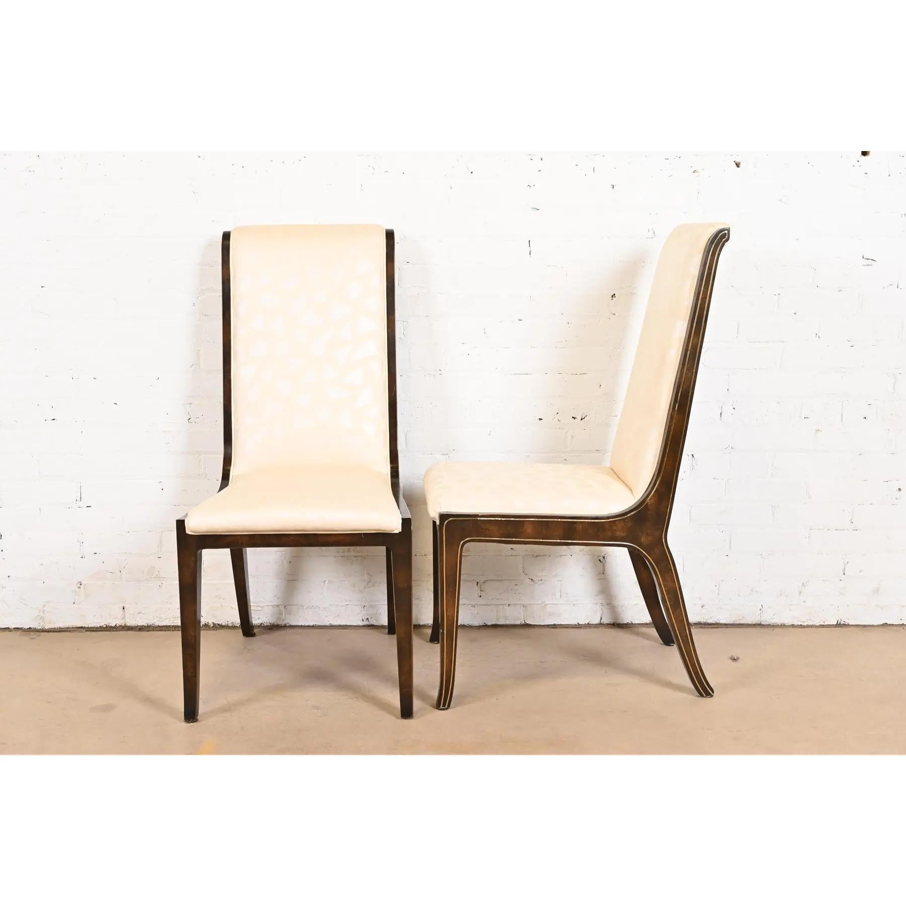 William Doezema for Mastercraft Hollywood Regency Burl Wood Dining Chairs, Six For Sale 2