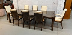William Doezema per Mastercraft: set da pranzo allungabile in legno di radica in stile Mid-Century