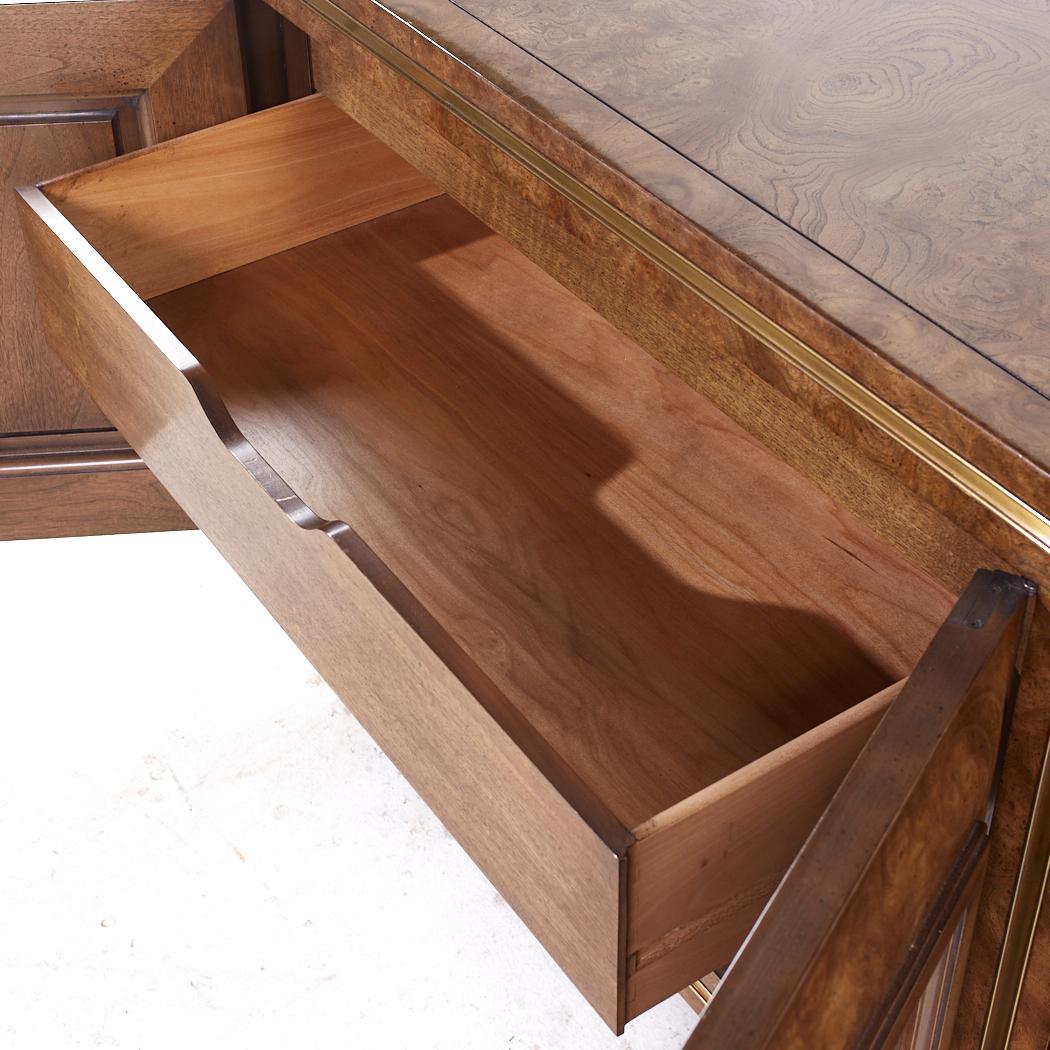 William Doezema for Mastercraft Mid Century Burlwood and Brass Credenza For Sale 5