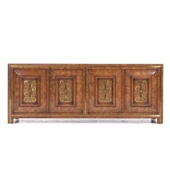 William Doezema for Mastercraft Mid Century Burlwood and Brass Credenza