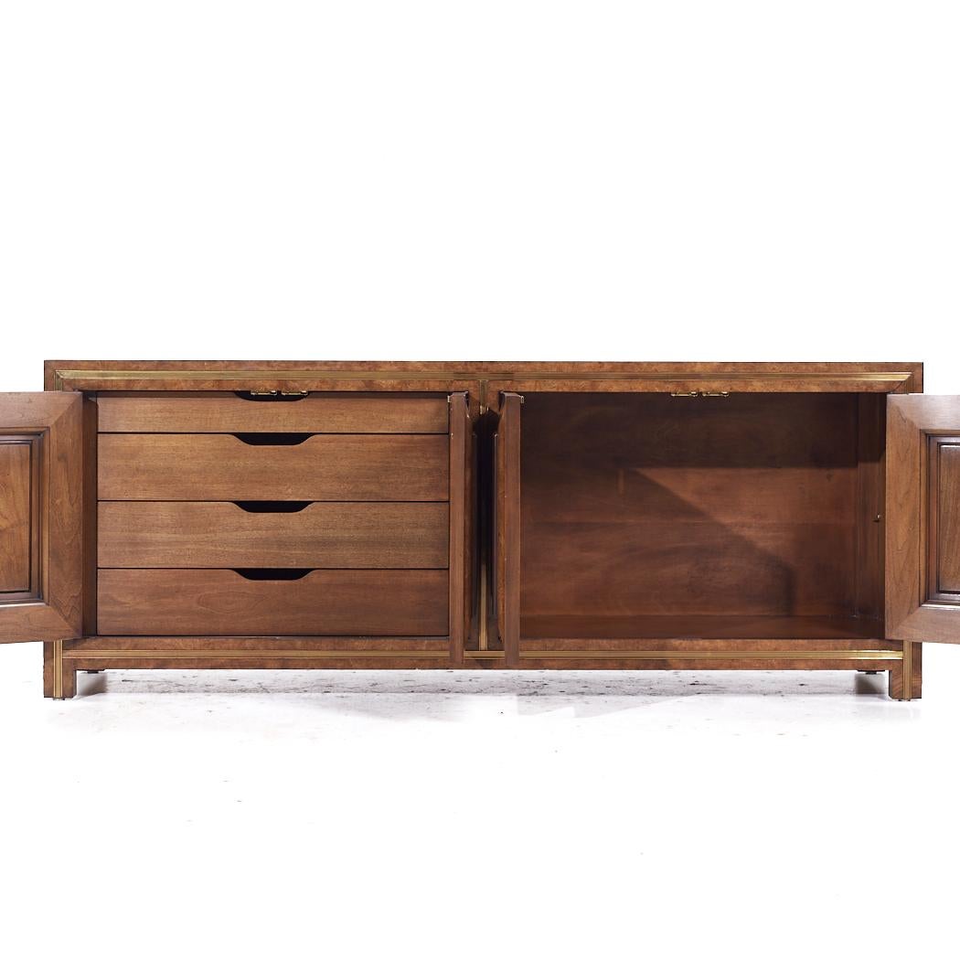 William Doezema for Mastercraft Mid Century Burlwood and Brass Credenza For Sale 1