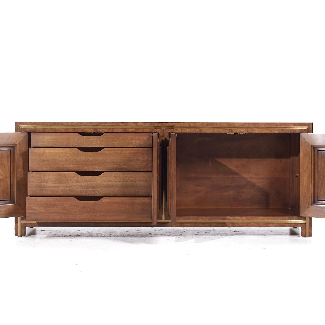 William Doezema for Mastercraft Mid Century Burlwood and Brass Credenza For Sale 3