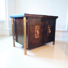 William Doezema for Mastercraft Two-Door Cabinet in Brass and Burl Wood