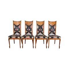 William Doezema Mid-Century Modern Burl Wood Dining Chairs, Set of Four