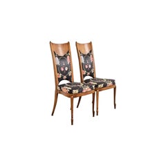 William Doezema Mid-Century Modern Burl Wood Side Chairs or Dining Chairs, Pair