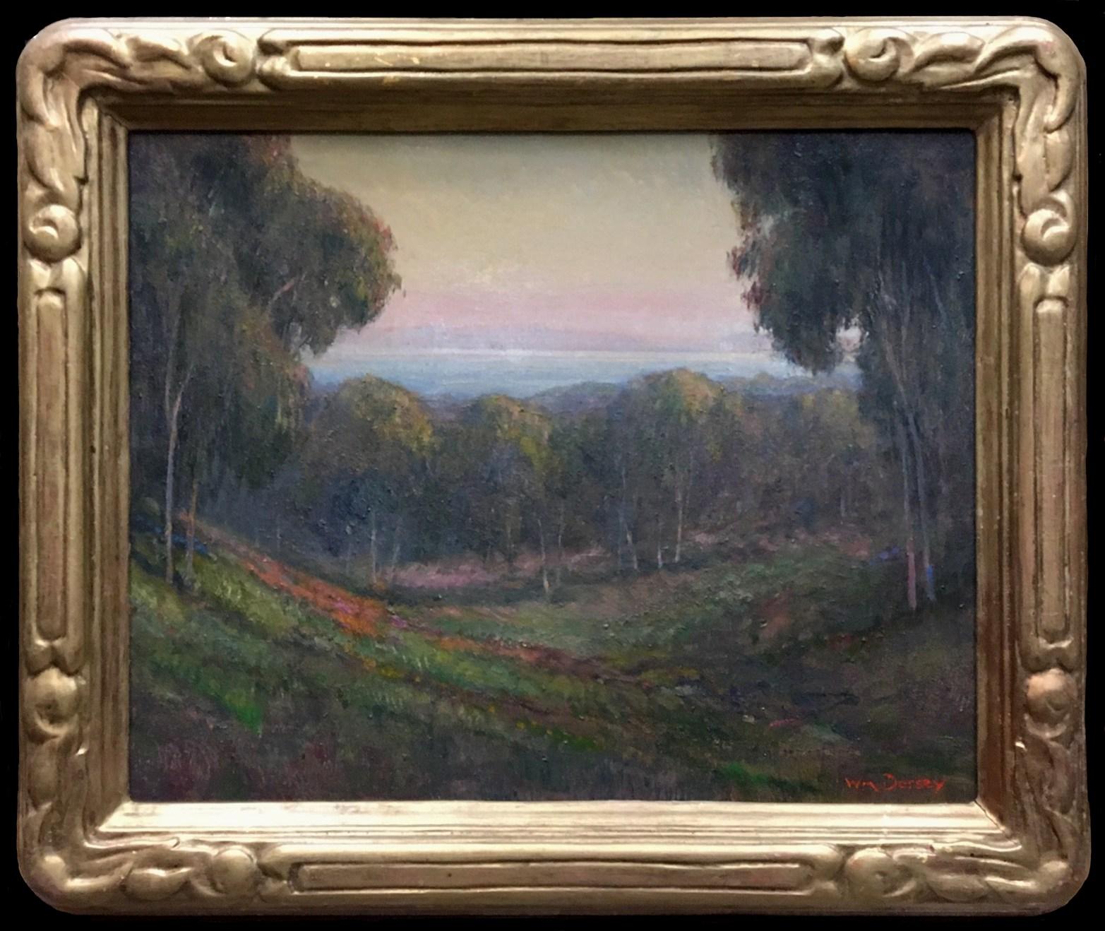 A Pastoral California Landscape by Artist William Dorsey in a Hand-Carved Frame For Sale 1