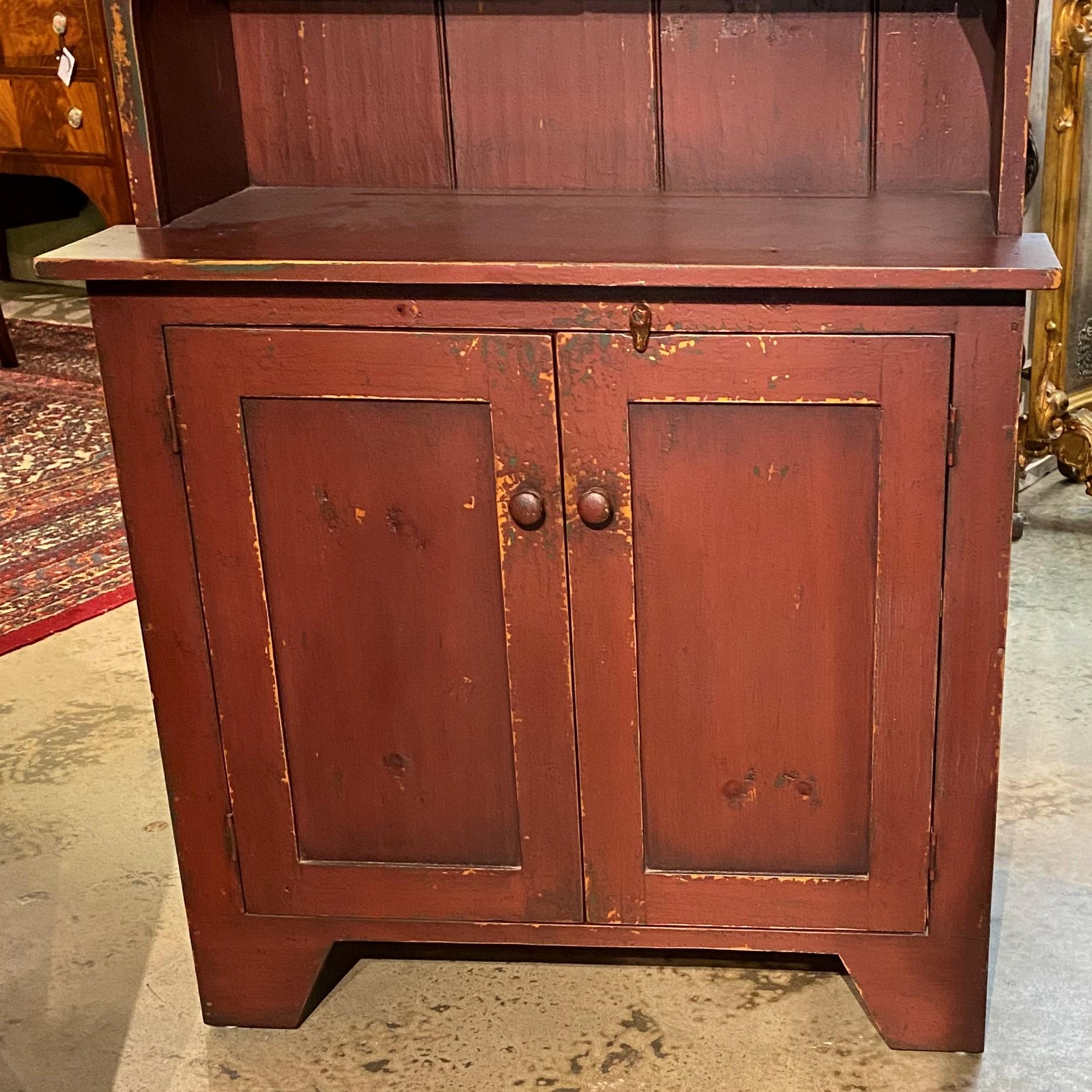 American William Draper Step Back Pine Country Cupboard in the 19th Century Style