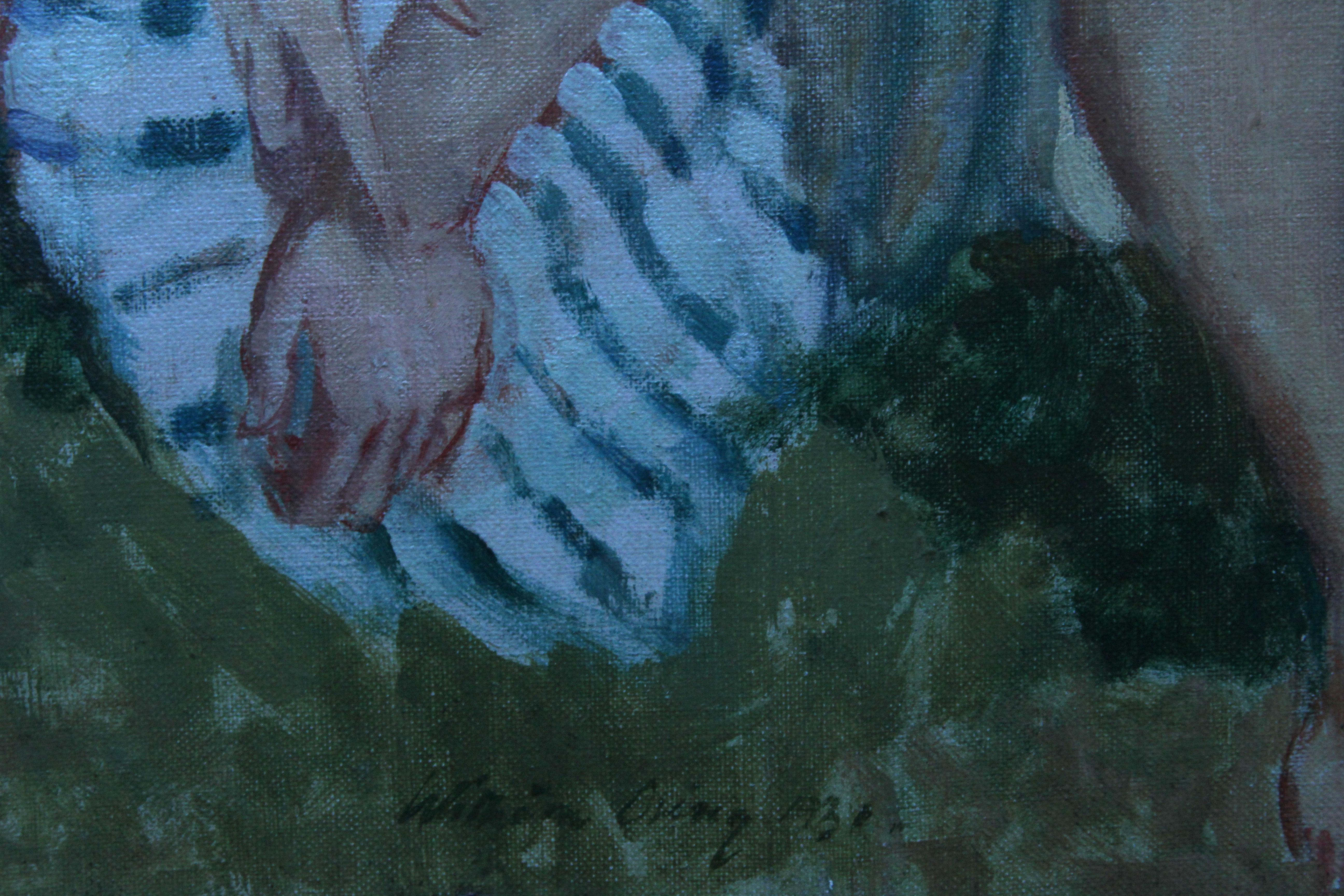 Frolic d'été - Peinture à l'huile de nu de Slade Sch, artiste post-impressionniste britannique, années 30 en vente 3