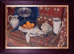 20th Century British still life oil painting with fig and oranges, William Dring
