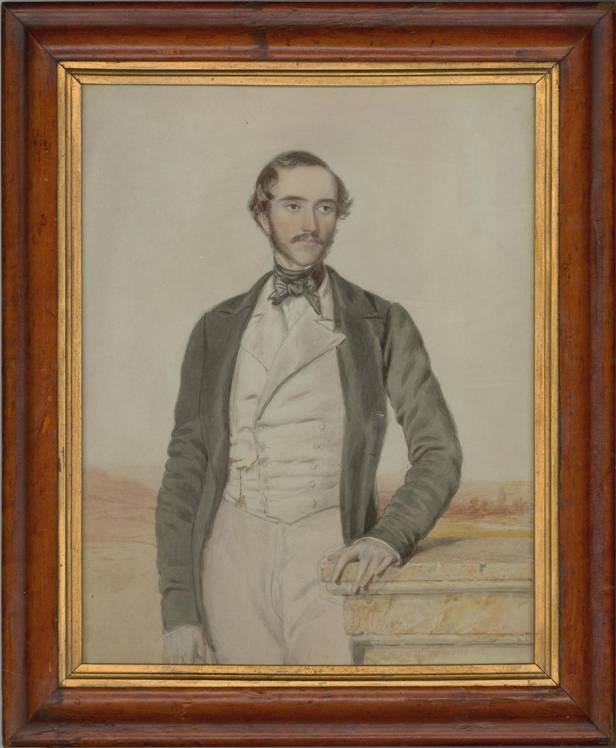 William Drummond (fl. 1800-1850) - c. 1850 Watercolour, Portrait of a Gentleman - Art by William Drummond (artist)