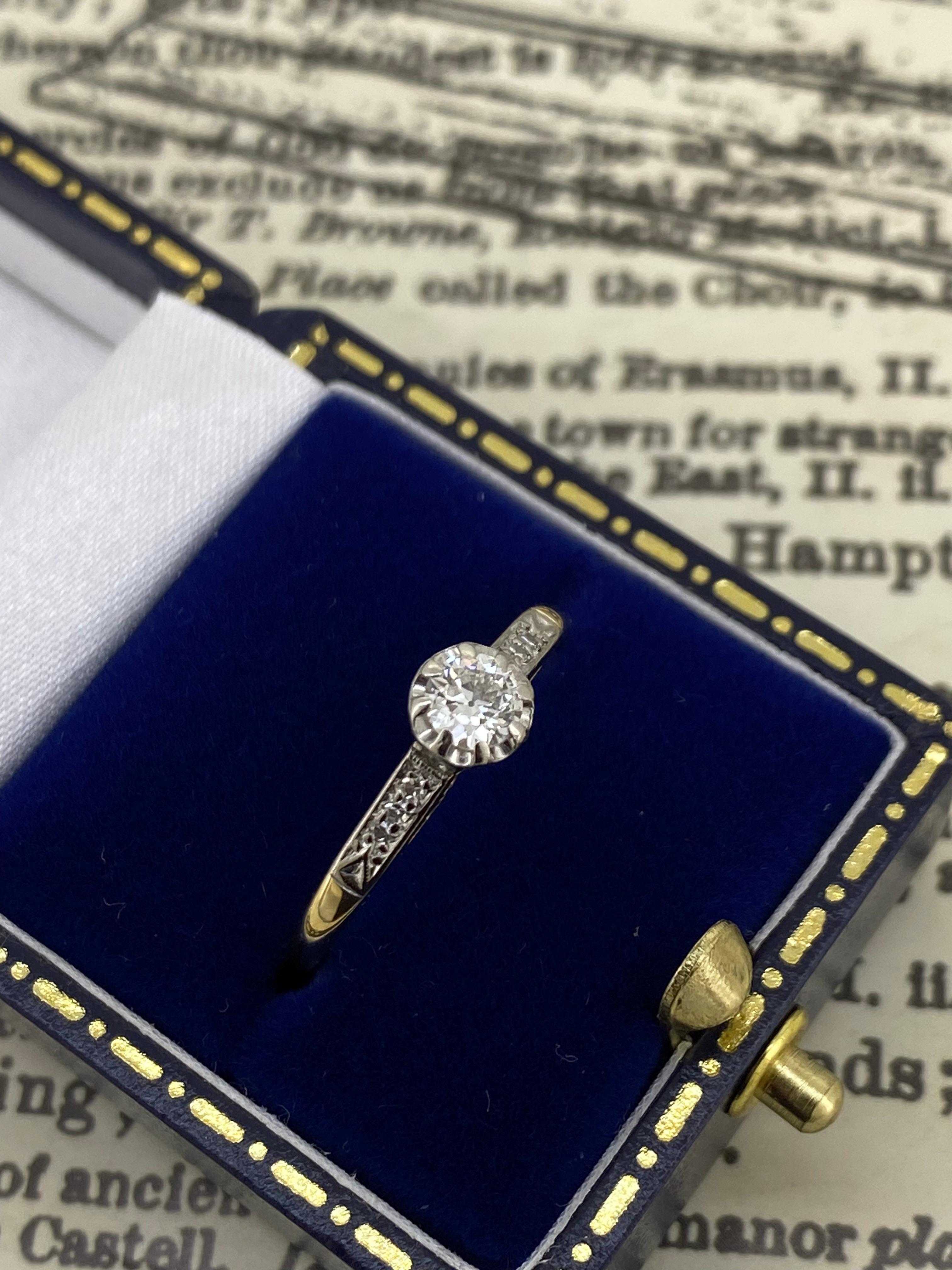 William Drummond & Co Art-Deco 0,40 Karat Altschliff Diamant Solitär 18K/Platin Ring im Zustand „Hervorragend“ im Angebot in MELBOURNE, AU