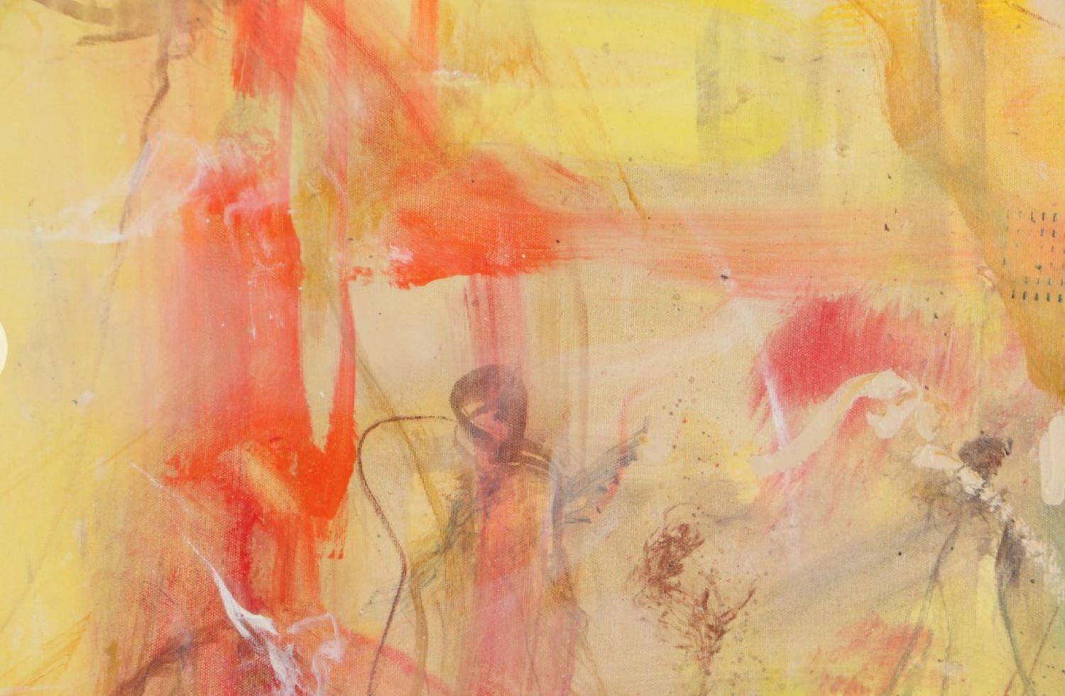 Celebration - Contemporary abstract original canvas, poetisch, traumhaft, lyrisch (Beige), Abstract Painting, von william duebber