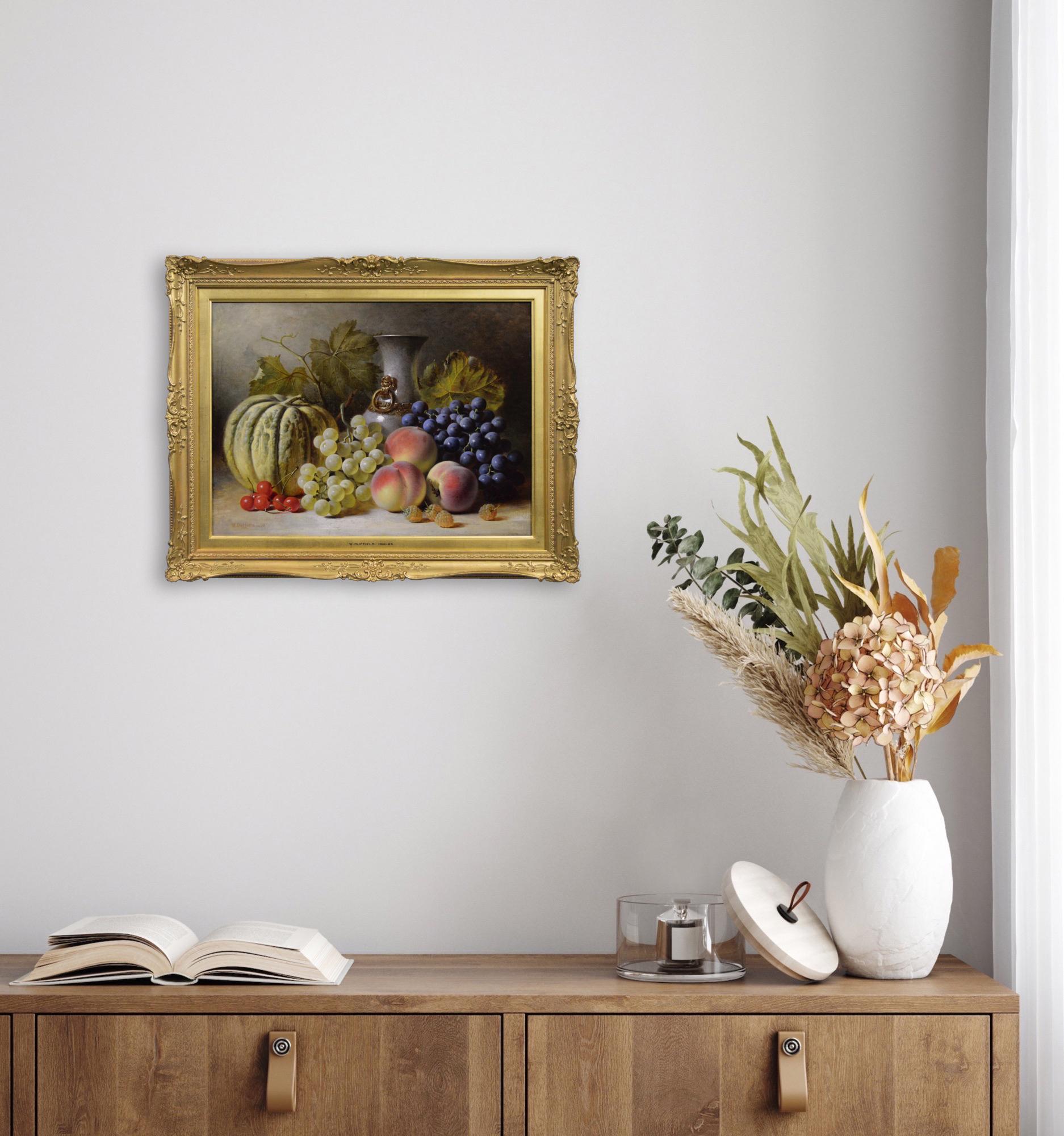 19th Century still life oil painting of fruit & a vase en vente 4