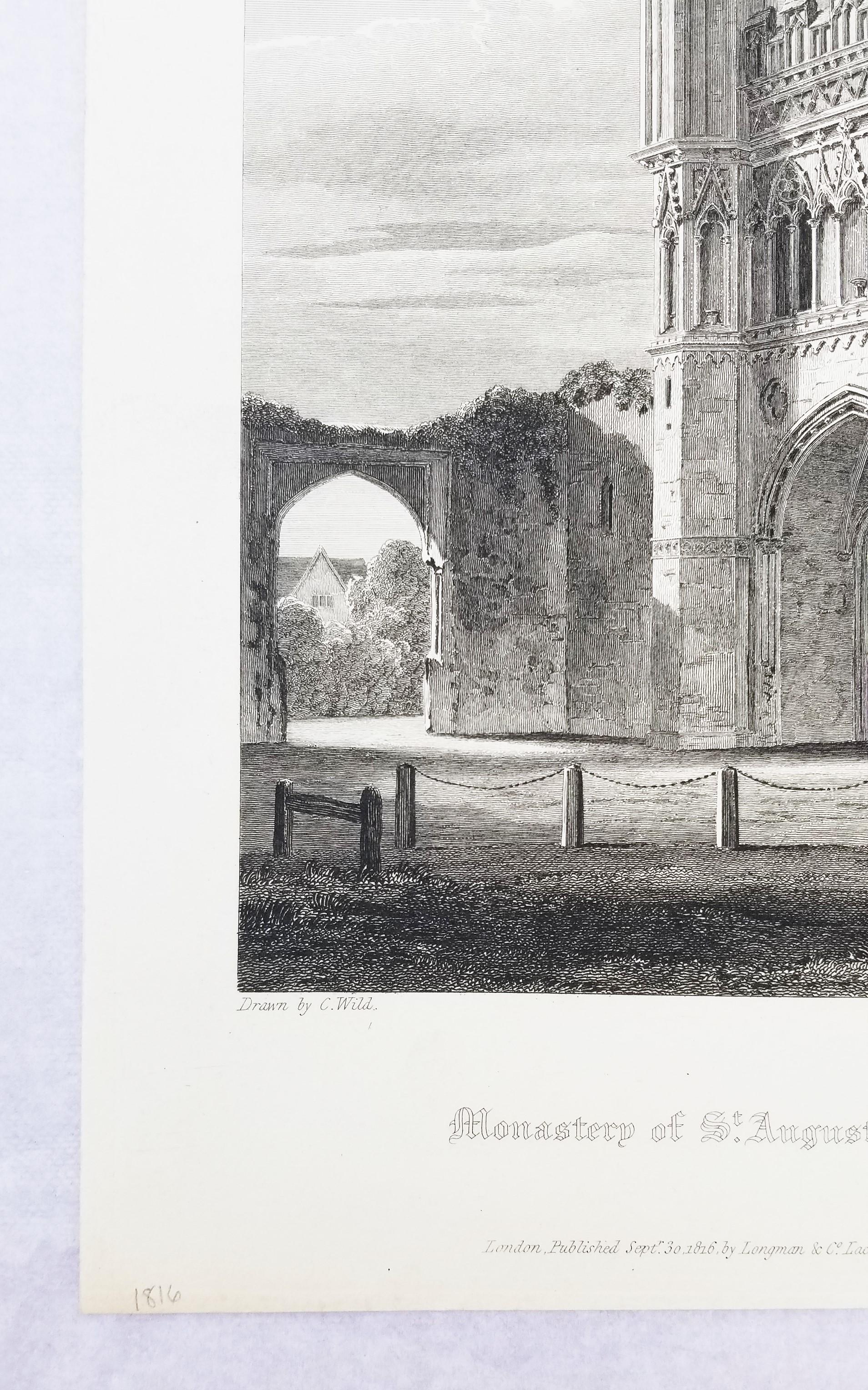 Monastery of St. Augustine, Canterbury /// William Dugdale Monasticon Anglicanum For Sale 3