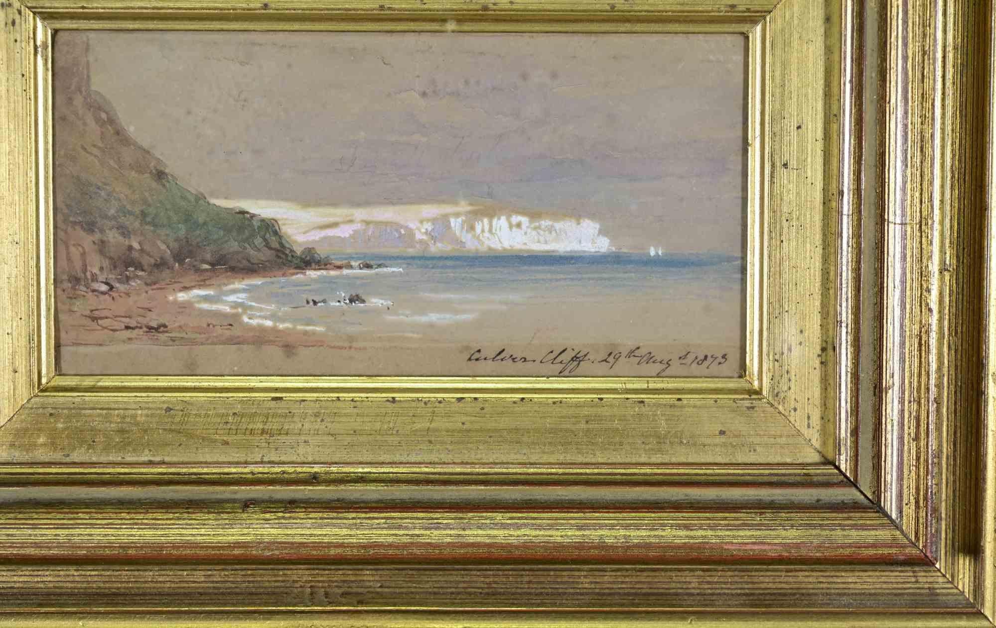 View of Culver Cliff, Isle of Wright - Oil paint attr. William Dyce - 1873 For Sale 1