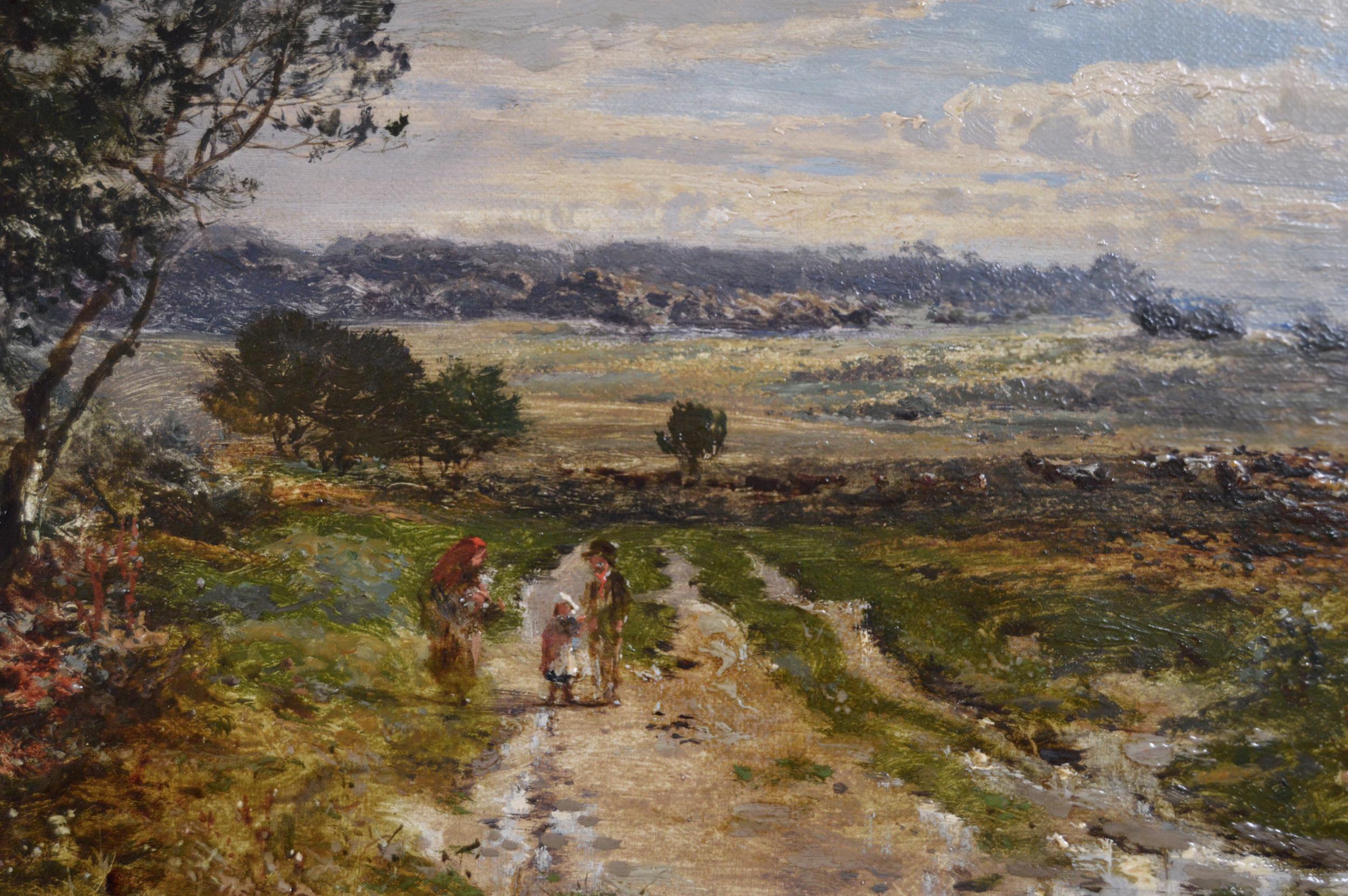Peinture à l'huile de paysage du XIXe siècle représentant des personnages à Sutton Park  - Victorien Painting par William E Harris