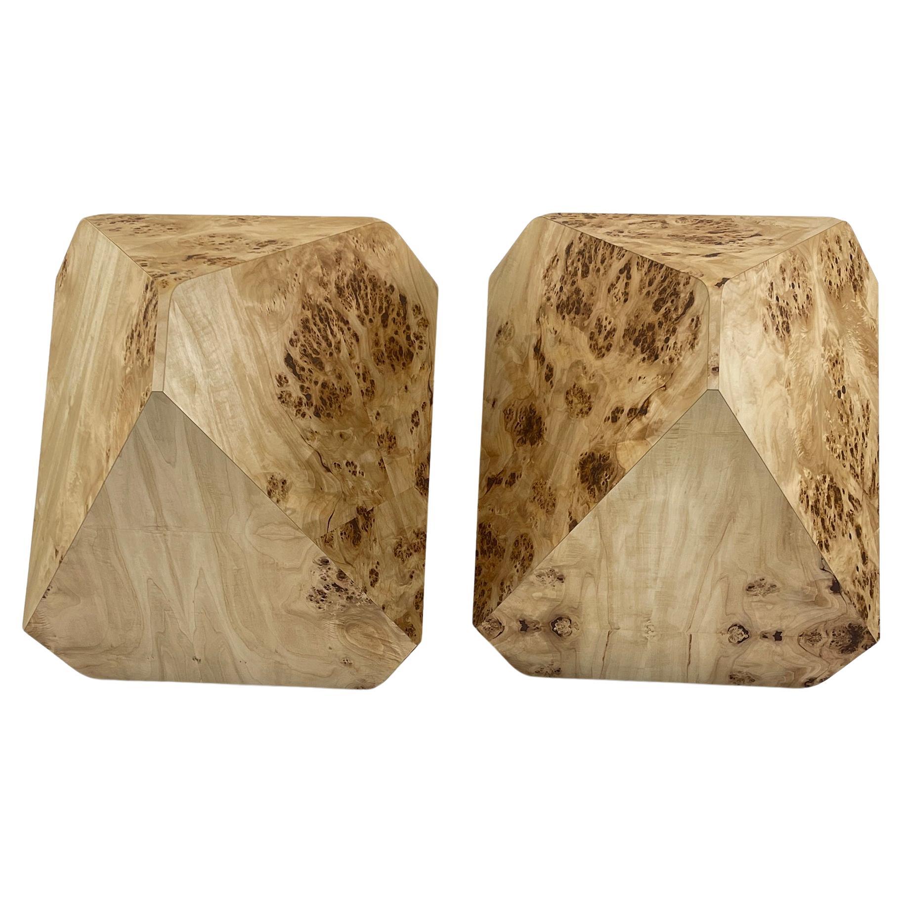 William Earle's iconic 'hal' dining pedestals in European Mappa burl For Sale