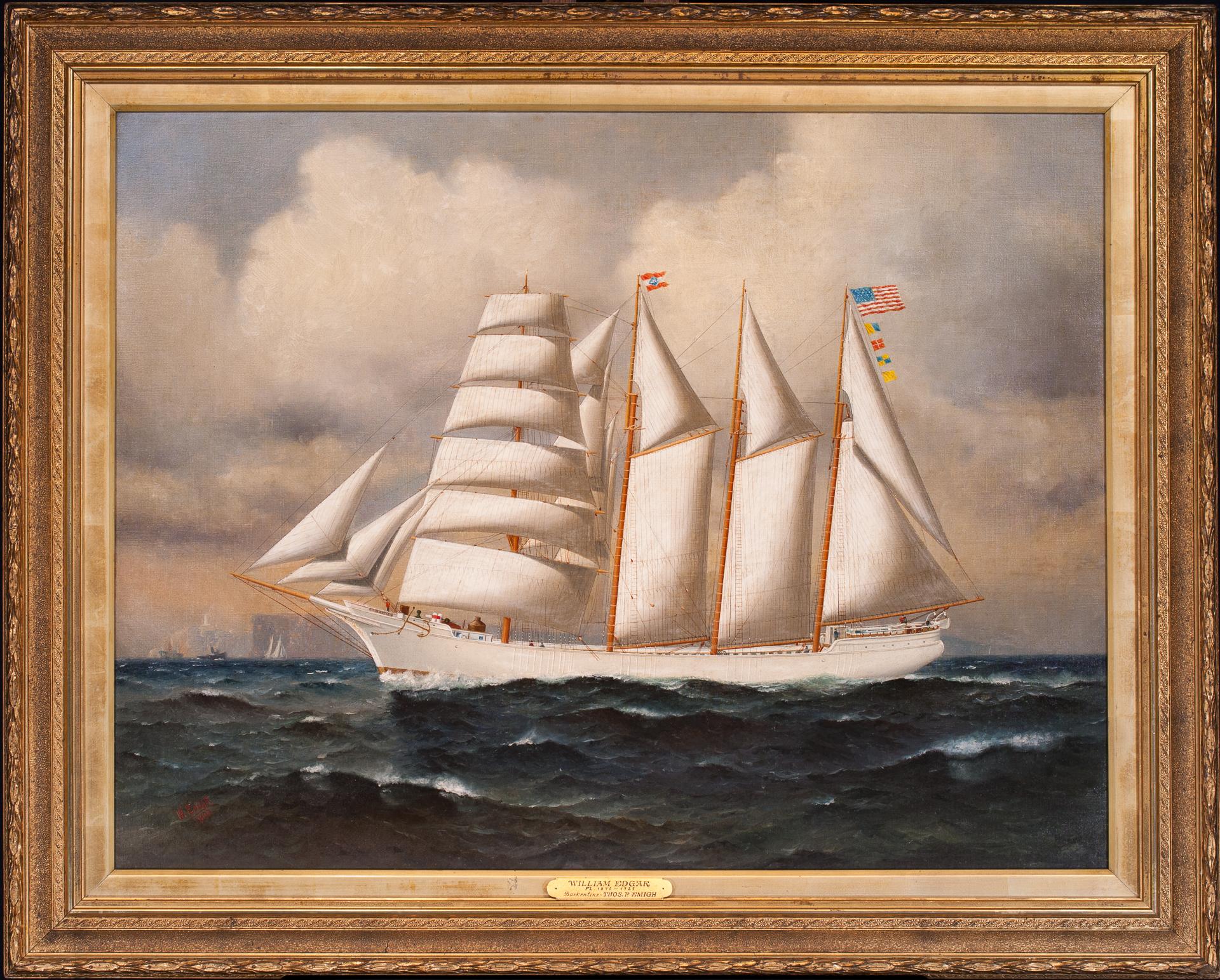 Barkentine THOMAS P. EMIGH mit Fotos und Ephemera (Amerikanischer Realismus), Painting, von William Edgar