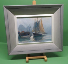 William De Garthe: pintura al óleo original de un paisaje marino canadiense en Peggys Cove, Nueva Escocia