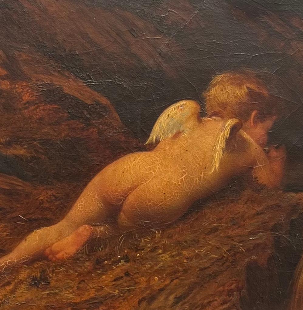 Cupidon buvant dans une piscine. William Edward Frost (1810-1877)
Huile sur toile, transférée sur carton.

Cupidon est représenté en train de boire à la source Hippocrène, mythiquement liée aux Muses et source d'inspiration poétique et de flux