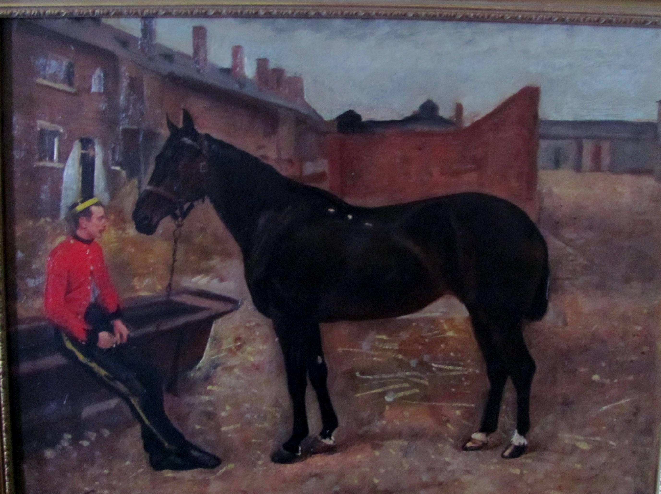 Peinture de paysage/portrait de cheval avec officier de l'armée, William Edward Millner, XIXe siècle en vente 2