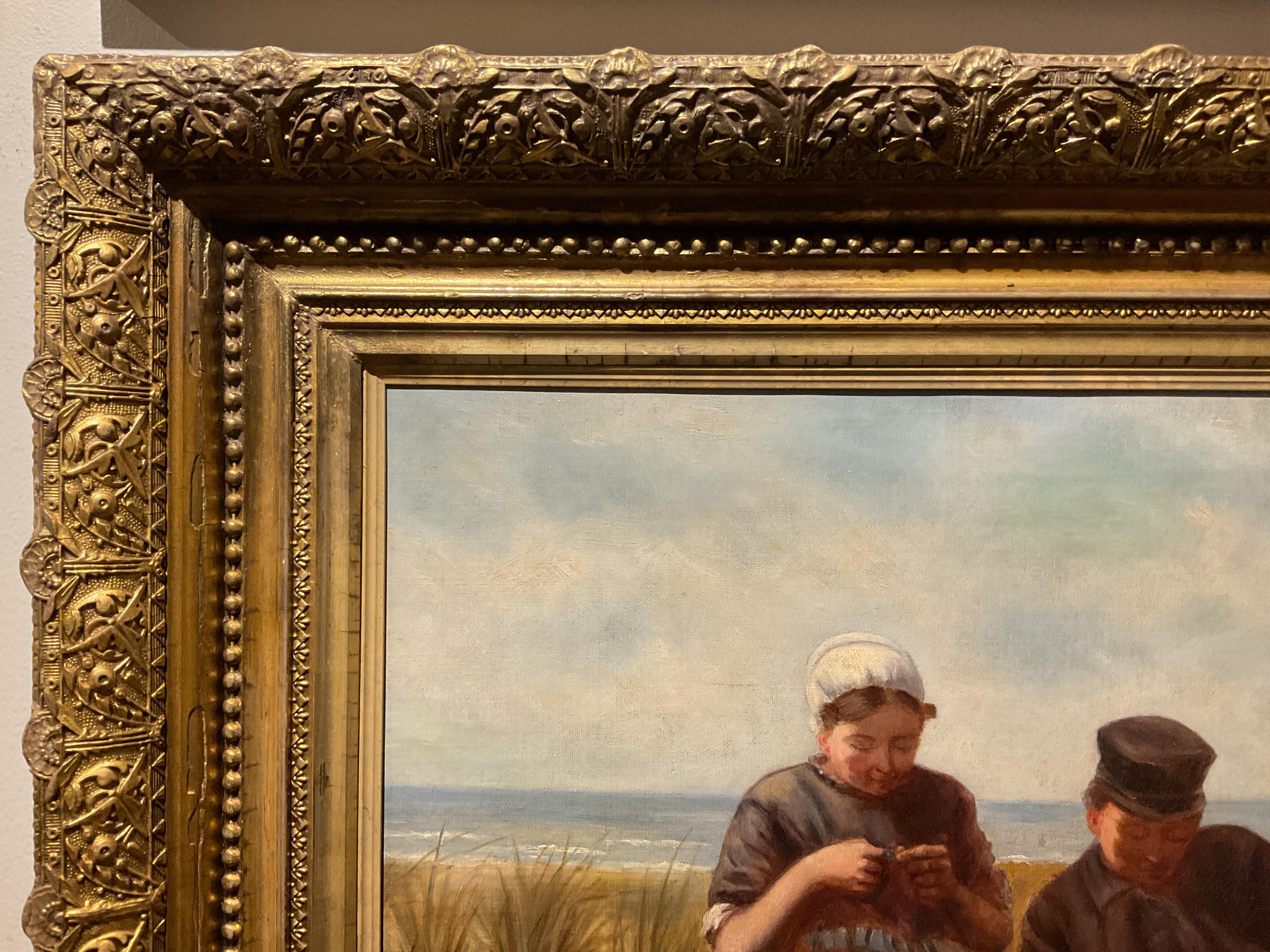 Charming Antique Beach Scene Oil Painting; attrib to Boston artist W.E. Norton For Sale 5